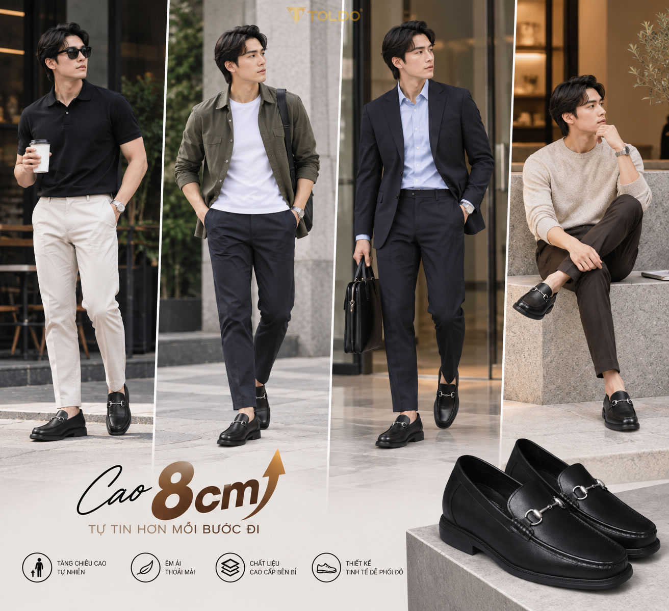 Giày nam cao 8cm siêu nhẹ đế khâu 1